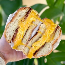 Egg and cheese with melted cheddar on a toasted bun
