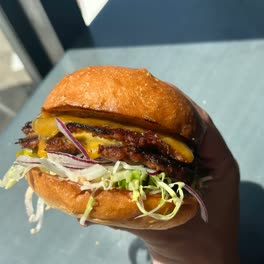 Impossible Burger with lettuce and special sauce on a milk bun