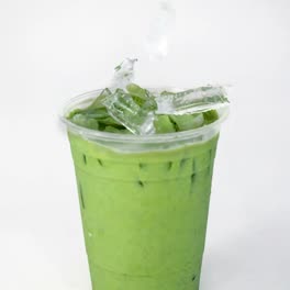 Matcha latte in a glass